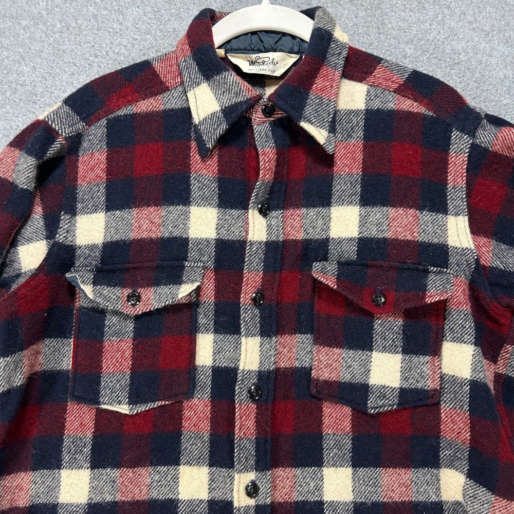 Woolrich Shirt L Red Wool Blend Americana Workwear Vintage